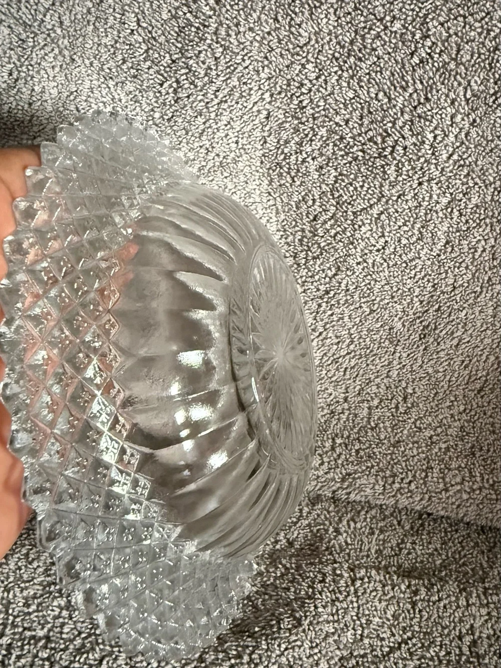 Anchor Hocking Clear Cut-Glass Serving Bowl